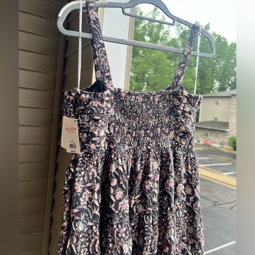 🆕 Lucky Brand Smocked Floral Boho Cottagecore Mini Sundress - Size M L - Picture 8 of 17